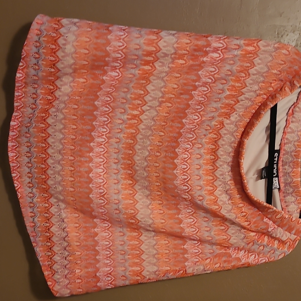 Chic Orange Patterned Midi Skirt